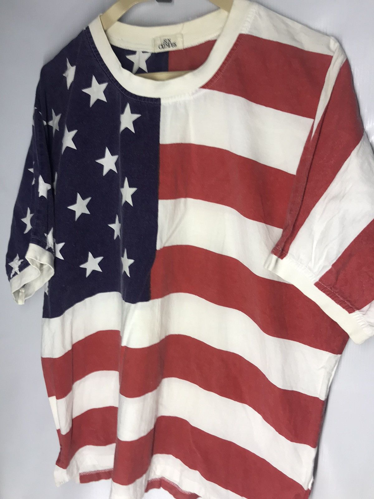 Japanese Brand × Vintage Fullprint American flag tee Size US L / EU 52-54 / 3 - 3 Thumbnail