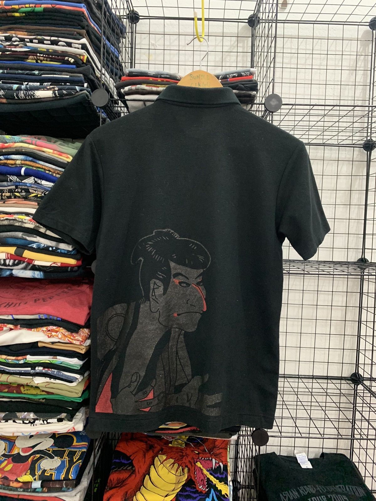 image of Free Style Meseum Of Fine Arts Japanesse Character Polo Shirt in Black, Men's (Size Small)