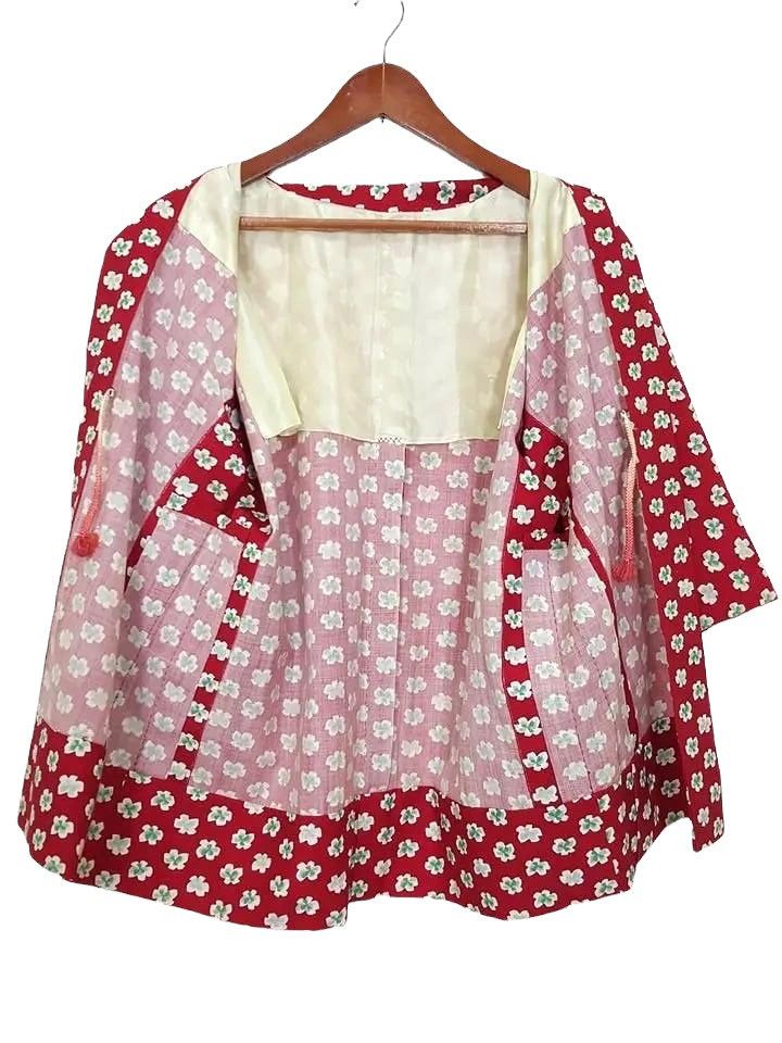 Other Hitoe Haori Floral Motif Noragi Japanese Traditional Jacket Size US M / EU 48-50 / 2 - 5 Thumbnail