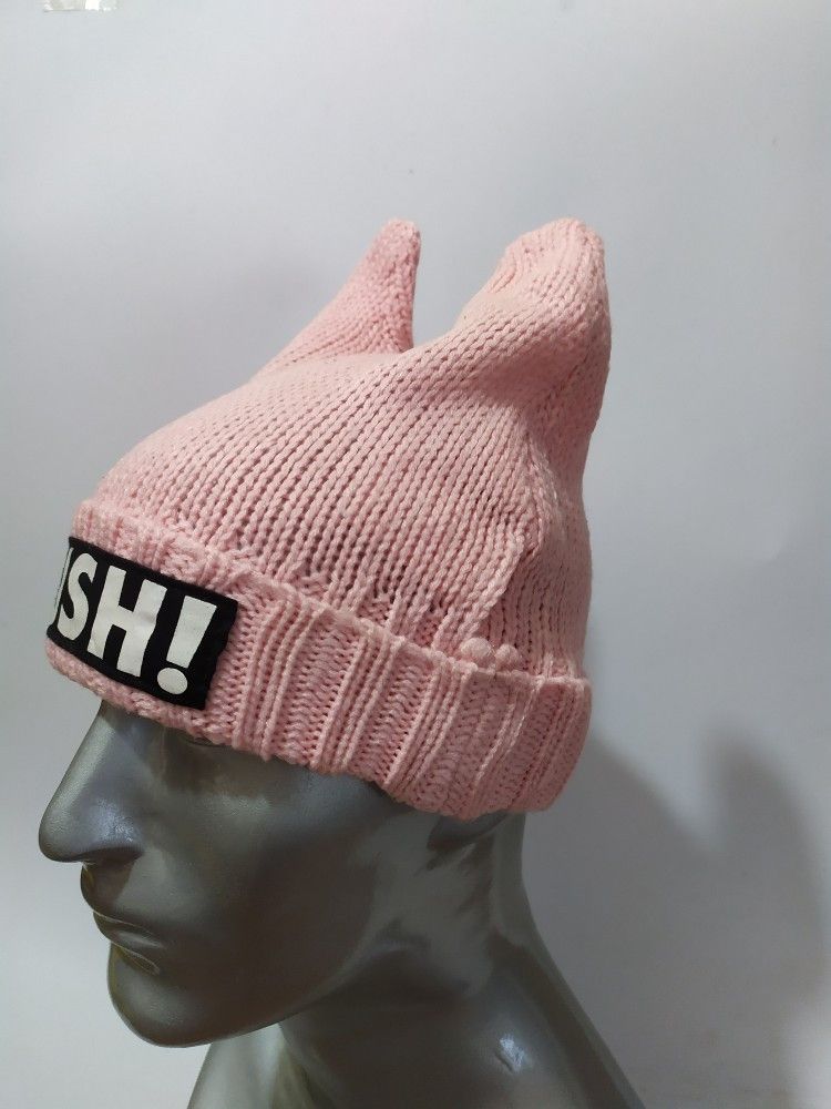 Japanese Brand 🔥Hush Bunny Horn Devil Beanie pink Hats Size ONE SIZE - 4 Thumbnail