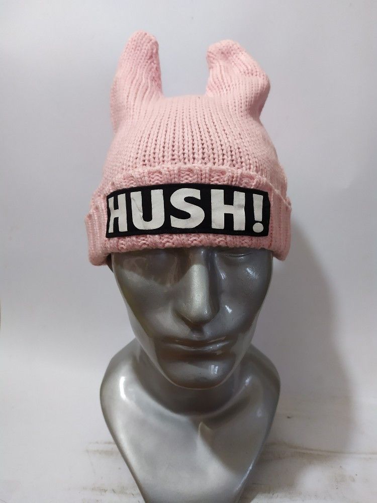 image of Hush Bunny Horn Devil Beanie Pink Hats, Women's