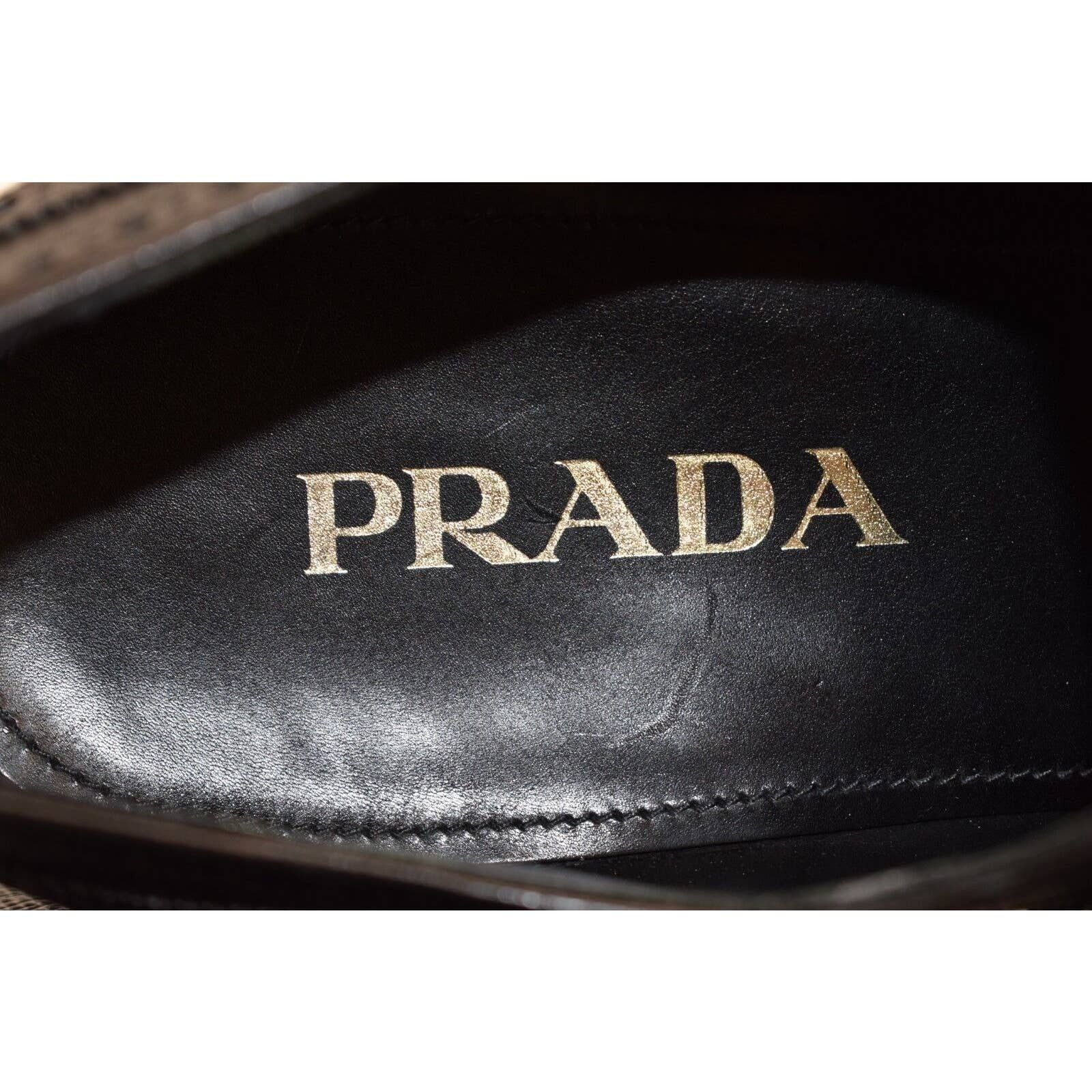Prada 2EB127 BLACK LEATHER WINGTIP BROGUES OXFORDS 12 US 13 Size US 13 / EU 46 - 6 Thumbnail