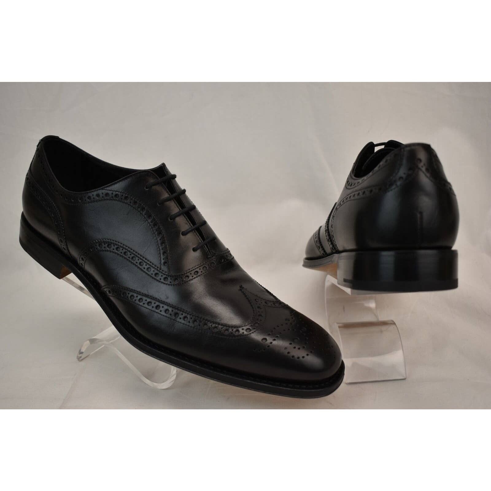 Prada 2EB127 BLACK LEATHER WINGTIP BROGUES OXFORDS 12 US 13 Size US 13 / EU 46 - 8 Thumbnail