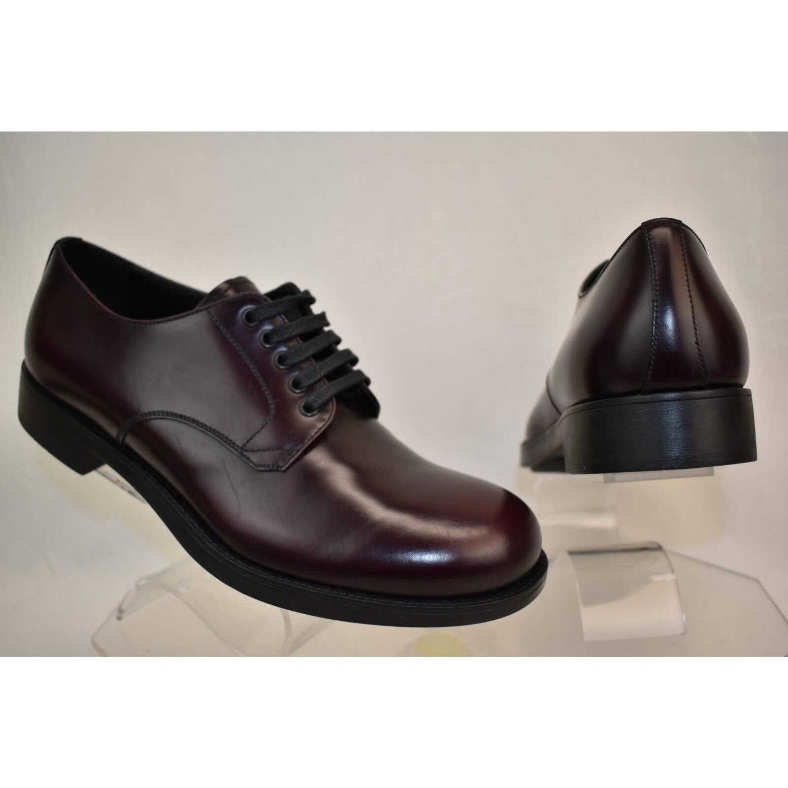 Prada 2EE212 BURGUNDY CORDOVAN LEATHER CLASSIC DERBY SHOES 8 US 9 Size US 9 / EU 42 - 8 Thumbnail