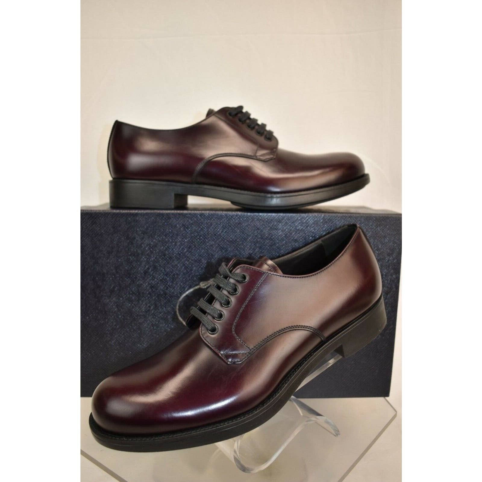 Prada 2EE212 BURGUNDY CORDOVAN LEATHER CLASSIC DERBY SHOES 8 US 9 Size US 9 / EU 42 - 1 Thumbnail