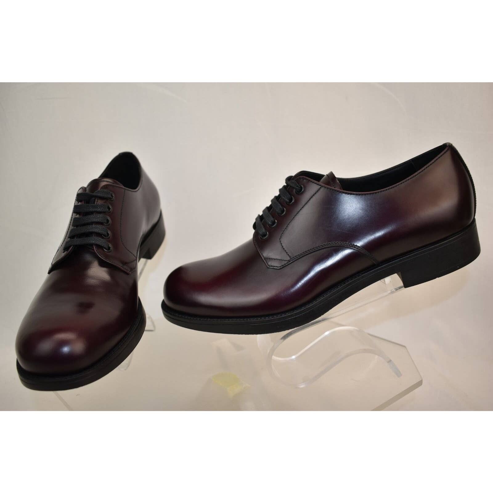 Prada 2EE212 BURGUNDY CORDOVAN LEATHER CLASSIC DERBY SHOES 8 US 9 Size US 9 / EU 42 - 4 Thumbnail