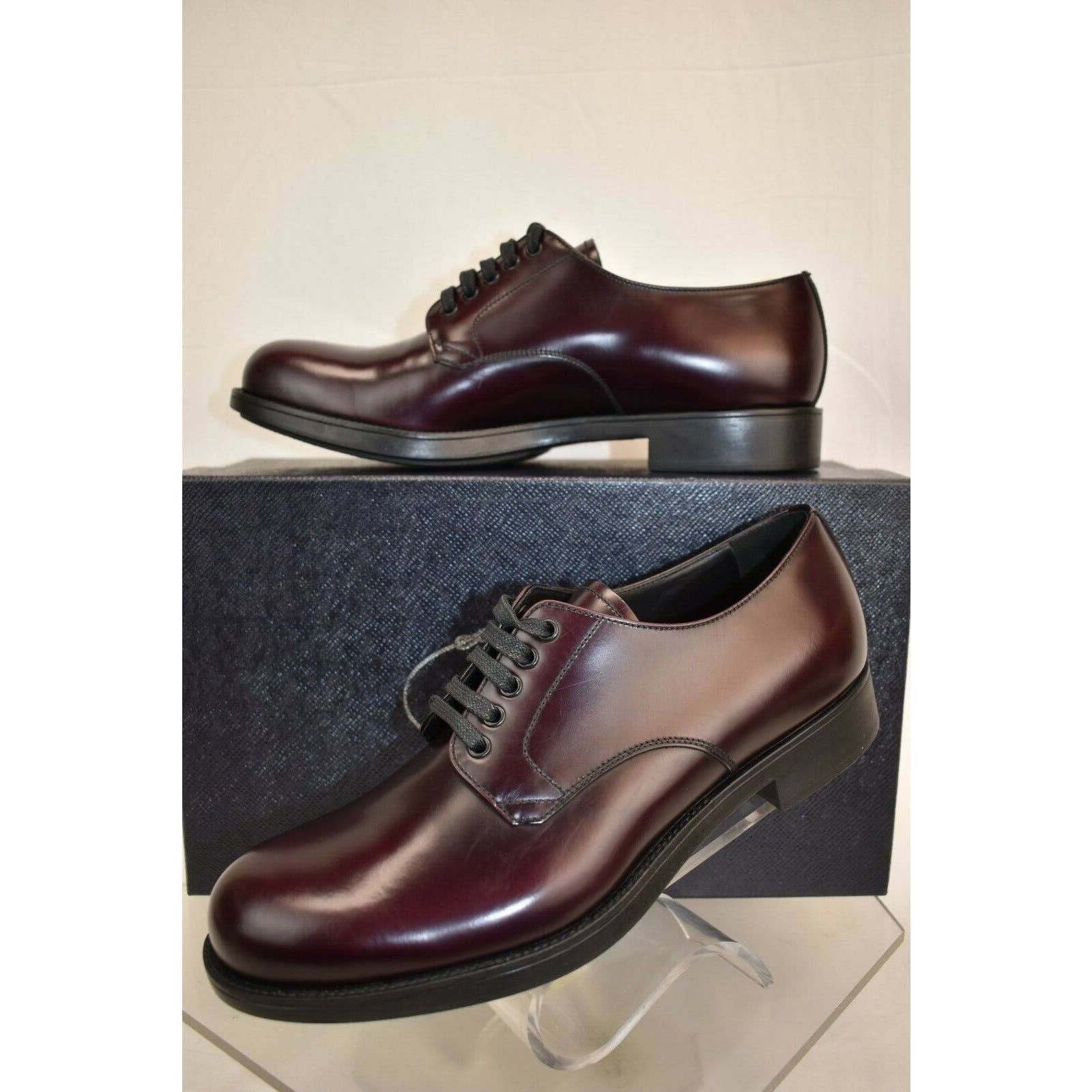 Prada 2EE212 BURGUNDY CORDOVAN LEATHER CLASSIC DERBY SHOES 8 US 9 Size US 9 / EU 42 - 2 Thumbnail