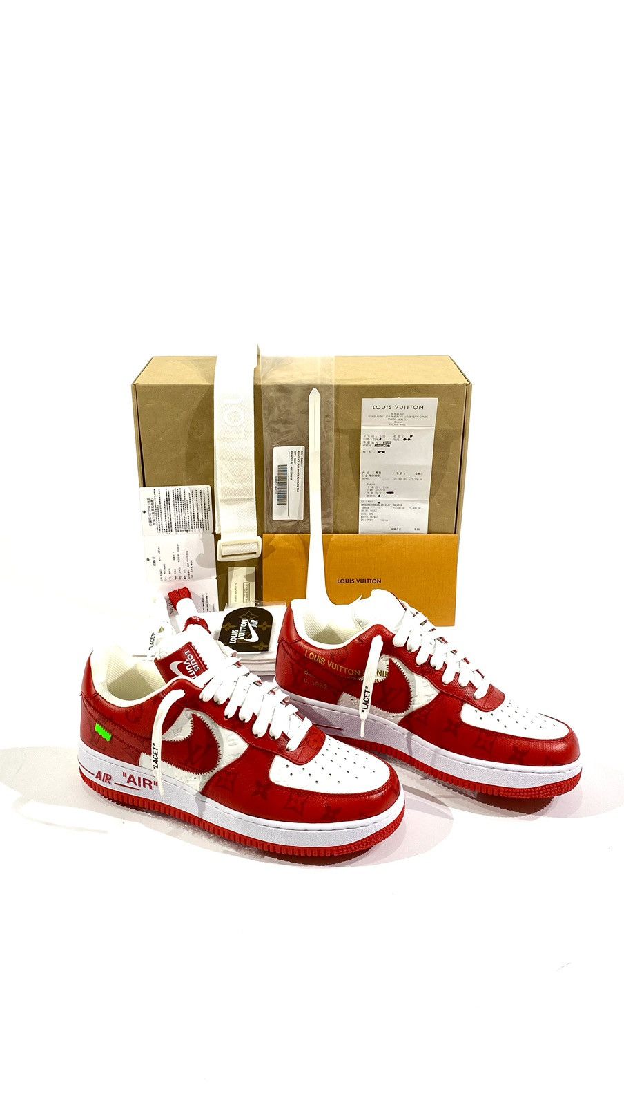 Louis Vuitton x Nike Air Force 1 Red | Size 8.5