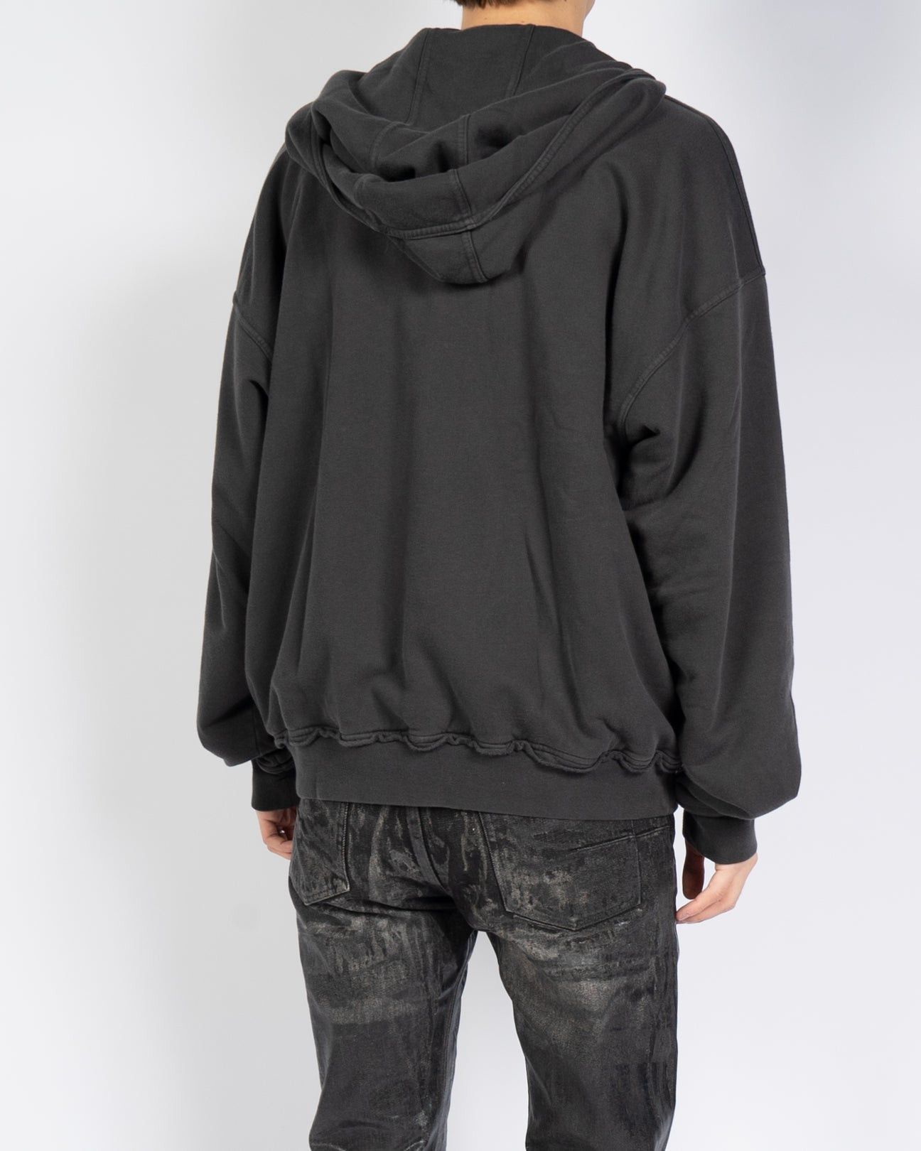 Haider Ackermann Dark Grey Distressed Double Layer Zip-Hoodie Size US M / EU 48-50 / 2 - 6 Thumbnail