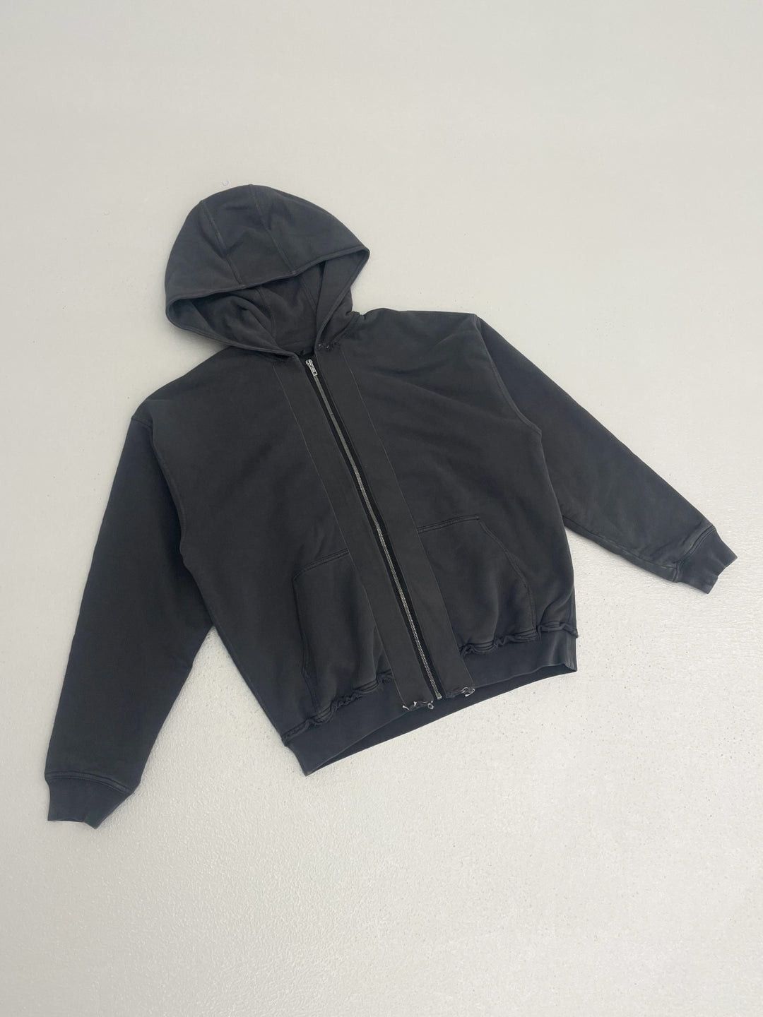 Haider Ackermann Dark Grey Distressed Double Layer Zip-Hoodie Size US L / EU 52-54 / 3 - 2 Thumbnail