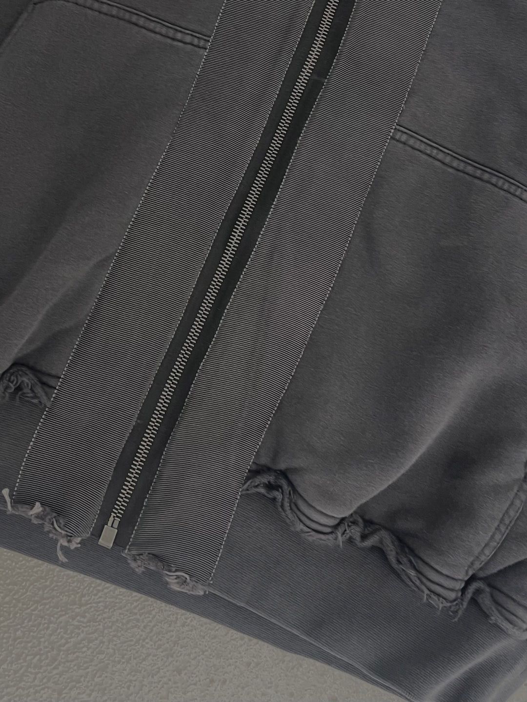 Haider Ackermann Dark Grey Distressed Double Layer Zip-Hoodie Size US L / EU 52-54 / 3 - 4 Thumbnail