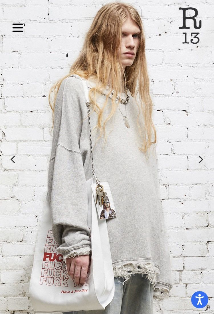 R13 Shredded Edge Oversized Crewneck. Medium Size US M / EU 48-50 / 2 - 2 Thumbnail