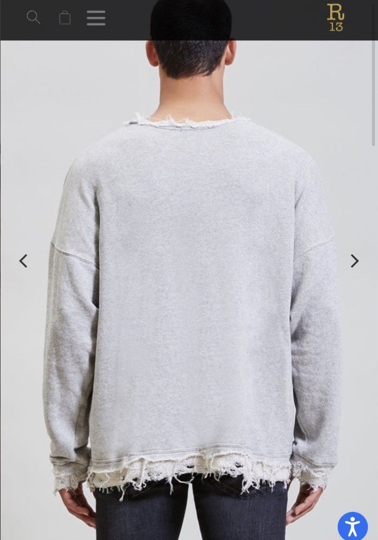 R13 Shredded Edge Oversized Crewneck. Medium Size US M / EU 48-50 / 2 - 3 Thumbnail