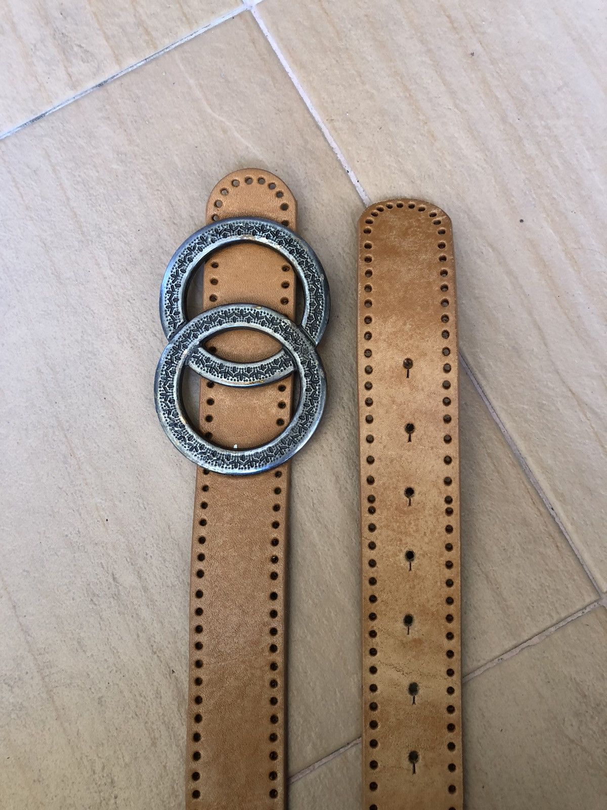 Leather × Vintage Vintage Leather Ring Buckle Belts Size ONE SIZE - 6 Thumbnail