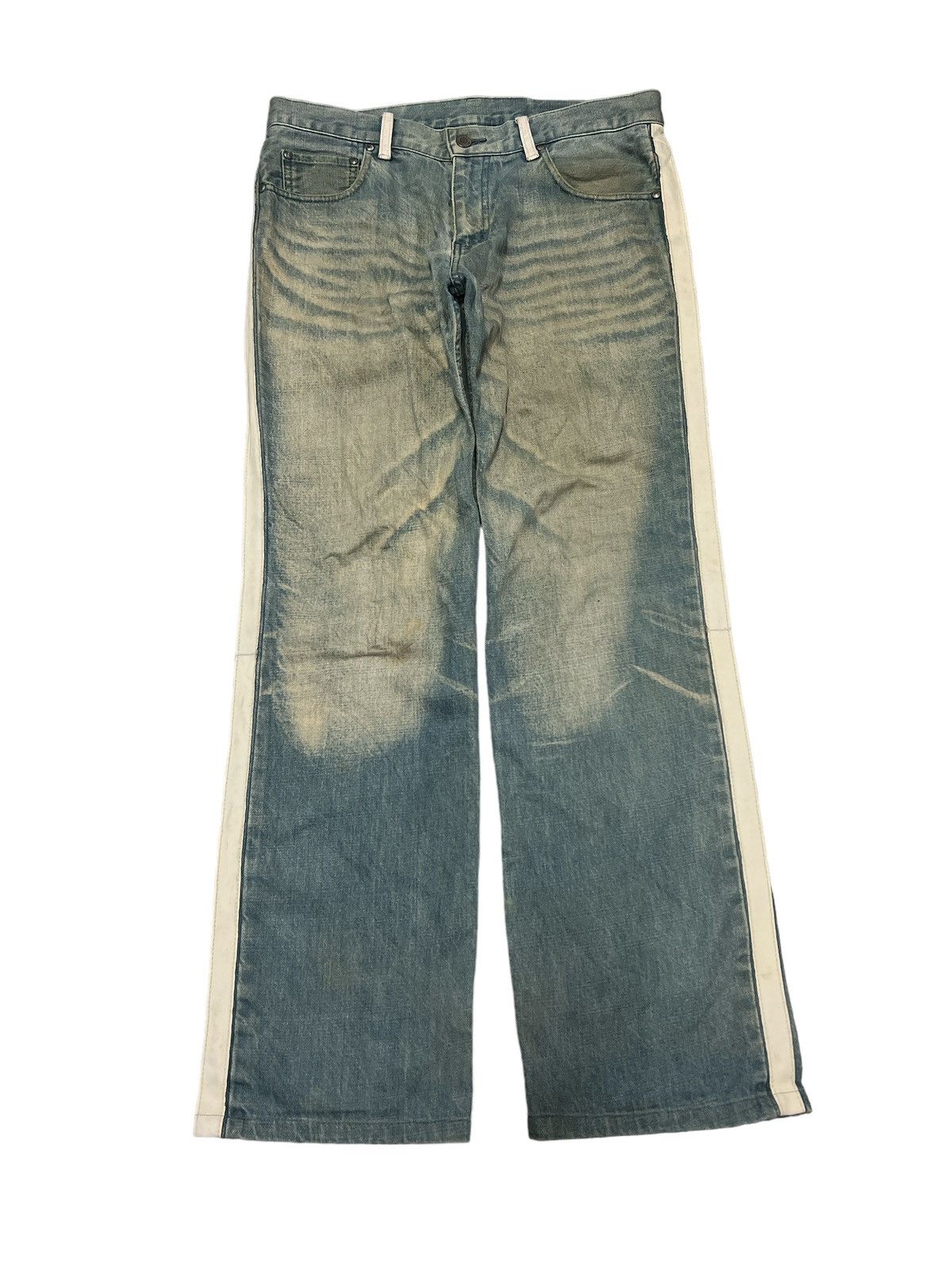 ABAHOUSE × Japanese Brand STAF PICK🔥ABAH HOUSE LEATHER SIDE TAPE DISTRESSED PANT FOG Size US 32 / EU 48 - 1 Thumbnail