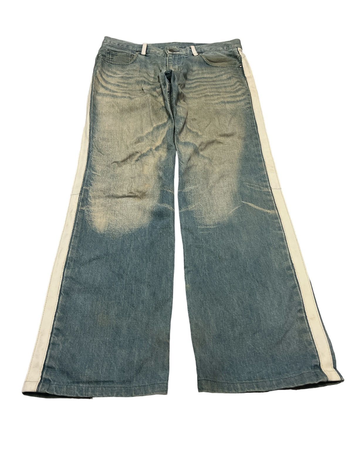 ABAHOUSE × Japanese Brand STAF PICK🔥ABAH HOUSE LEATHER SIDE TAPE DISTRESSED PANT FOG Size US 32 / EU 48 - 4 Thumbnail