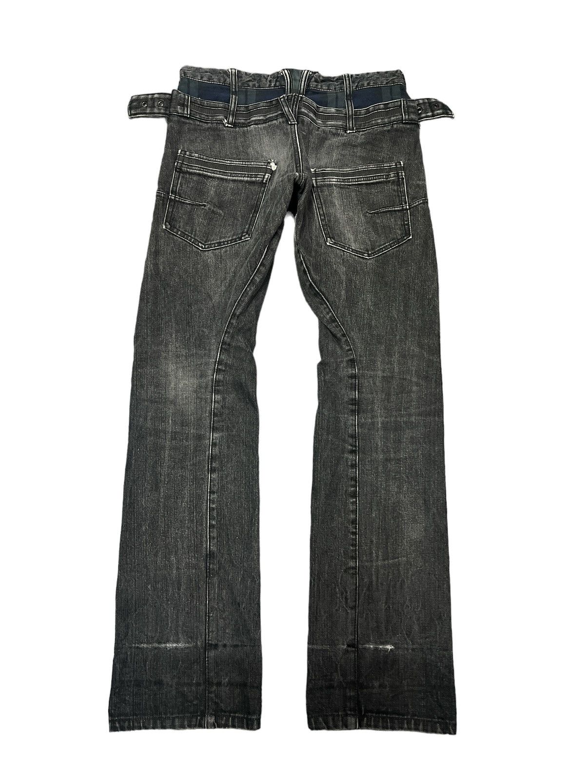 Japanese Brand × Vintage DOUBLE WAIST🔥UNKNOWN BLACK FADED DISTRESSED DENIM PANT Size US 29 - 7 Thumbnail
