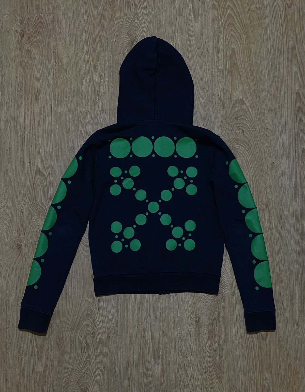 Off-White Off-White Green Dots Zip Hoodie Size US XXS / EU 40 - 1 Thumbnail