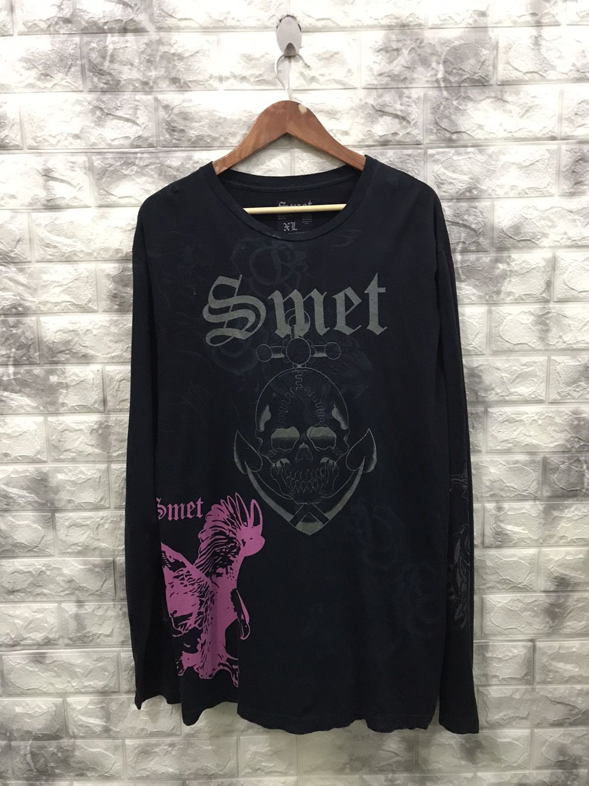 image of Smet By Christian Audigier Printed Shirt in Black, Men's (Size Large)