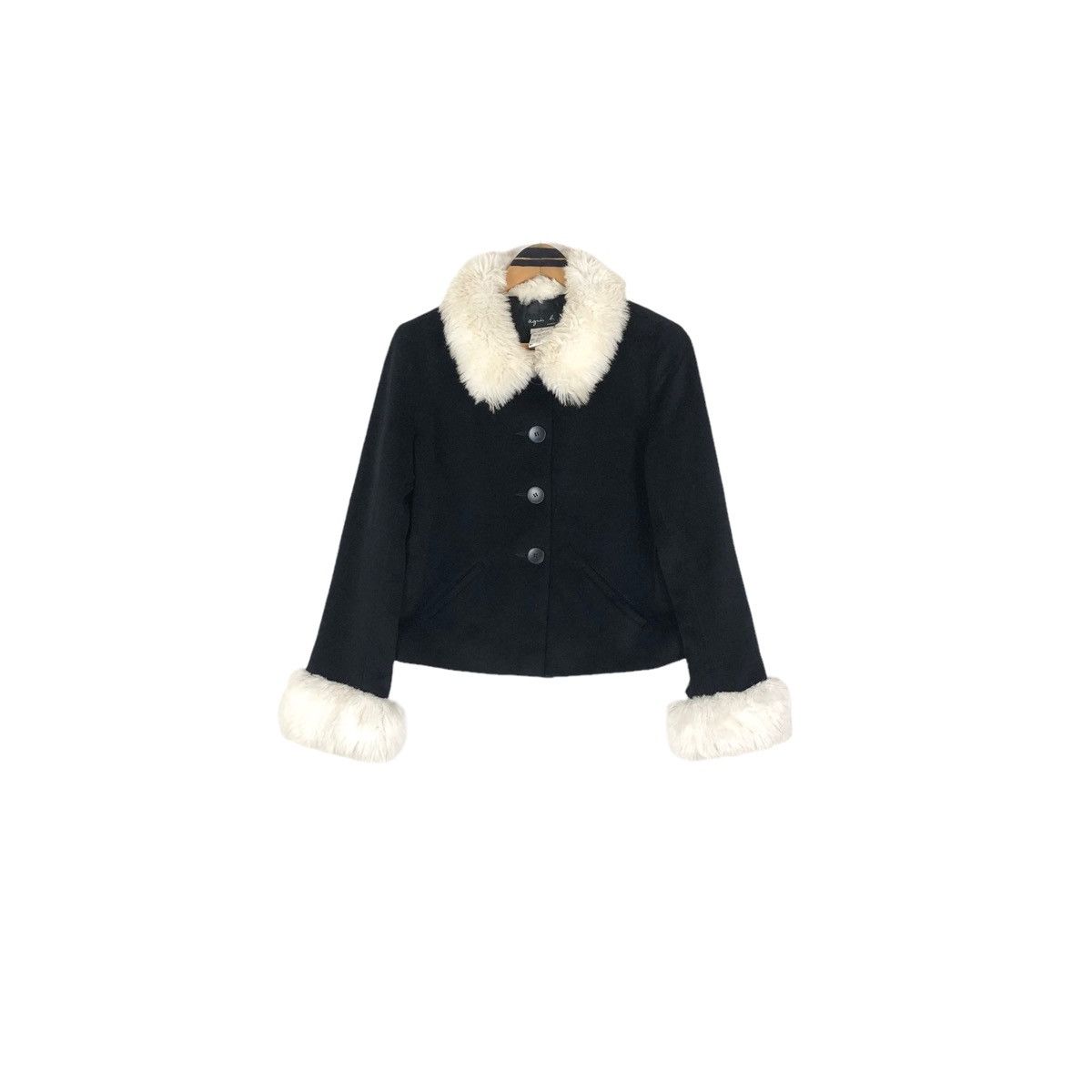agnes b. Vintage Agnes B Paris Wool Short Coat Furs Size XS / US 0-2 / IT 36-38 - 4 Thumbnail