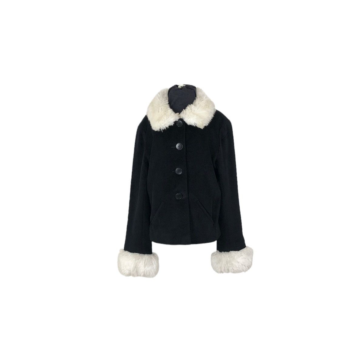 agnes b. Vintage Agnes B Paris Wool Short Coat Furs Size XS / US 0-2 / IT 36-38 - 2 Thumbnail
