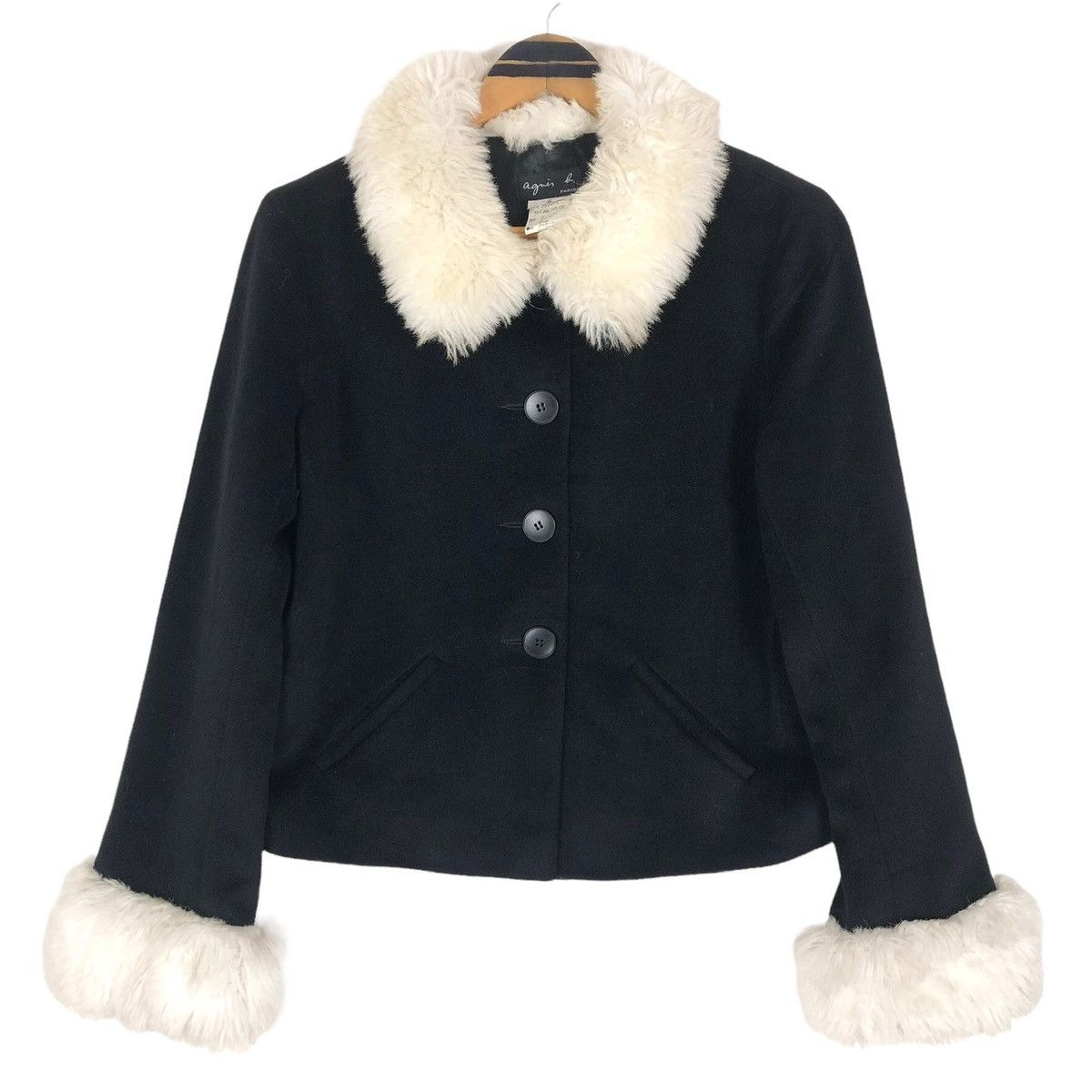 agnes b. Vintage Agnes B Paris Wool Short Coat Furs Size XS / US 0-2 / IT 36-38 - 3 Thumbnail