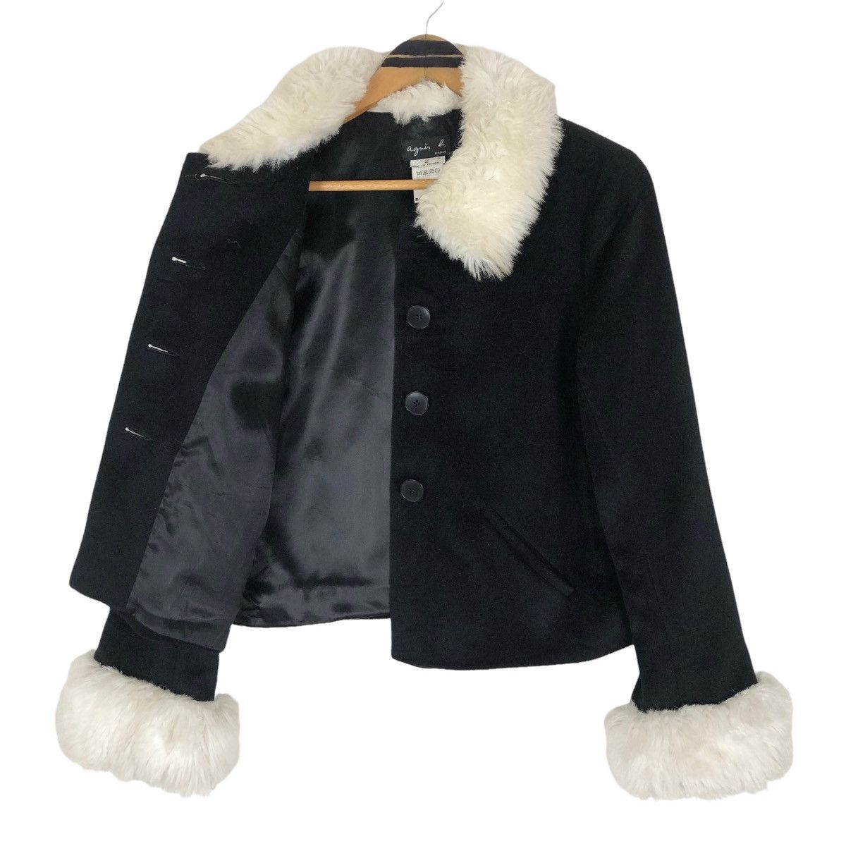 agnes b. Vintage Agnes B Paris Wool Short Coat Furs Size XS / US 0-2 / IT 36-38 - 11 Thumbnail