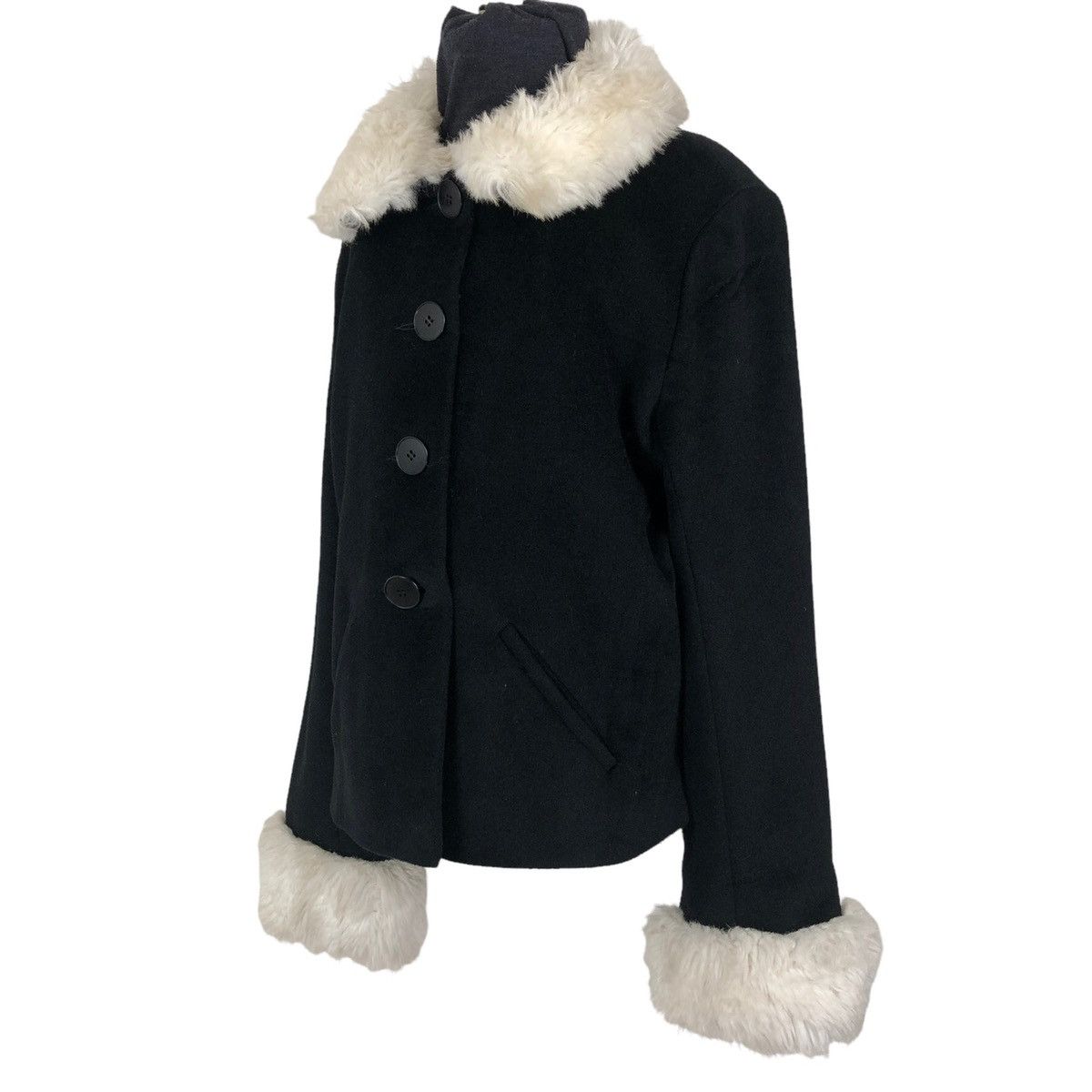 agnes b. Vintage Agnes B Paris Wool Short Coat Furs Size XS / US 0-2 / IT 36-38 - 19 Thumbnail