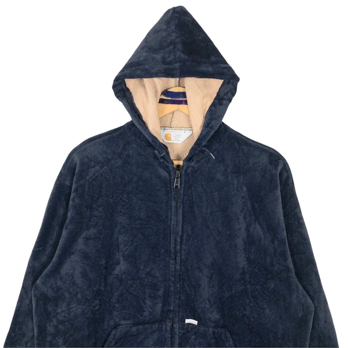 Carhartt Vintage Carhartt Velvet Hoodie Zip Up Sweater Size US L / EU 52-54 / 3 - 3 Thumbnail