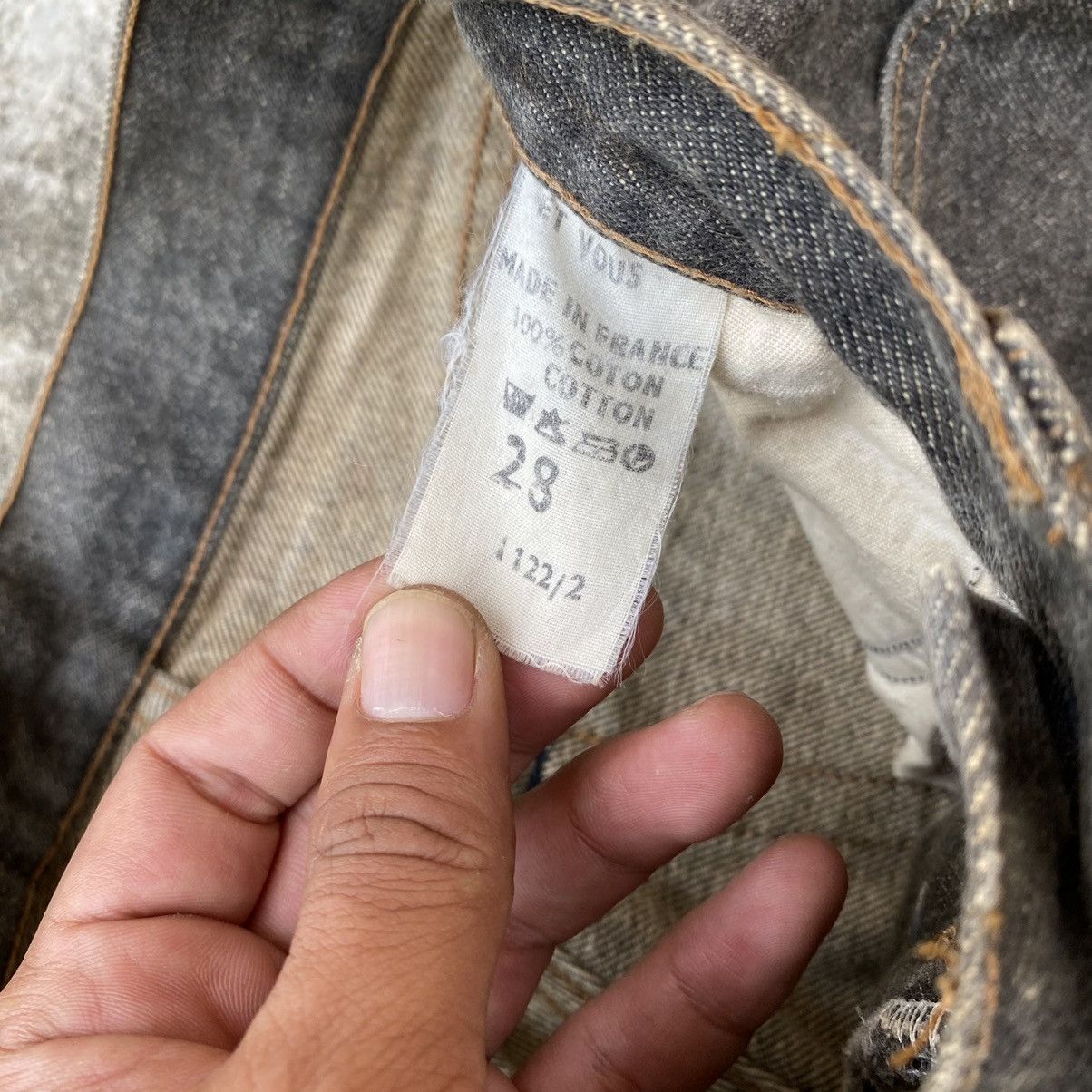 Designer × Vintage Vintage France Et Vous Faded Black Denim Jeans Size US 26 / EU 42 - 11 Thumbnail