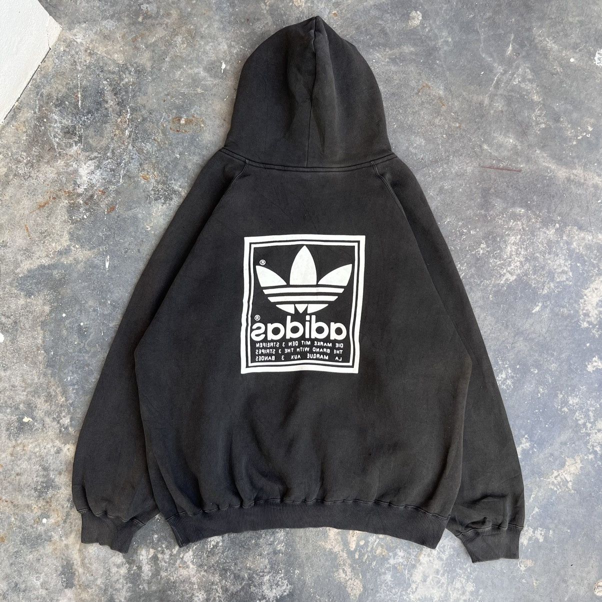 Adidas × Vintage Vintage 90’s Adidas Big Logo Mirror Print Pullover Hoodie Size US XL / EU 56 / 4 - 7 Thumbnail