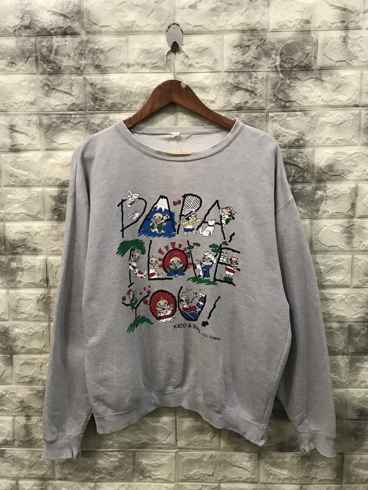 Vintage Vintage Kato & Sons “PAPA LOVE YOU” Sweatshirt Size US L / EU 52-54 / 3 - 1 Thumbnail