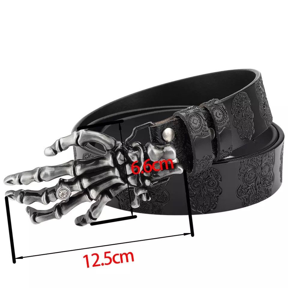 Other Skull Leather Embossed Belt Claw Alloy Buckle Size ONE SIZE - 5 Thumbnail