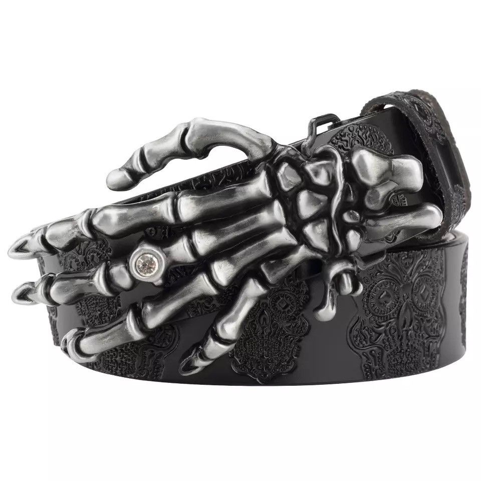 Other Skull Leather Embossed Belt Claw Alloy Buckle Size ONE SIZE - 1 Thumbnail