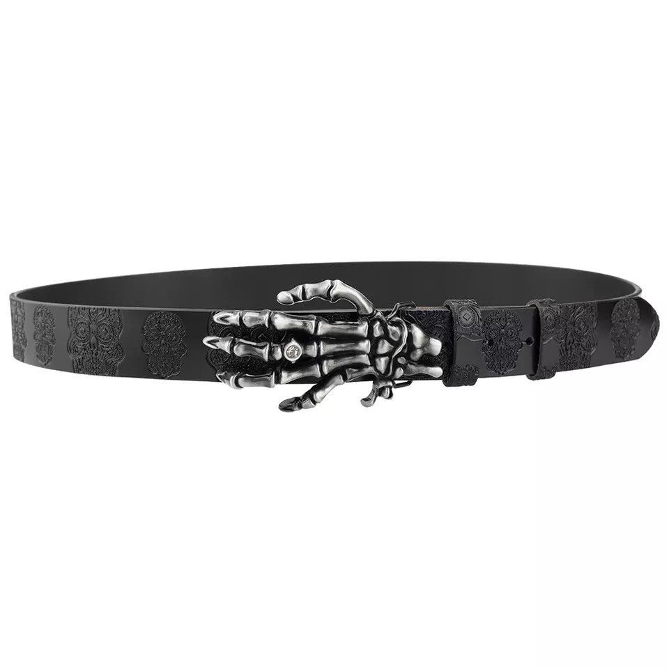 Other Skull Leather Embossed Belt Claw Alloy Buckle Size ONE SIZE - 4 Thumbnail