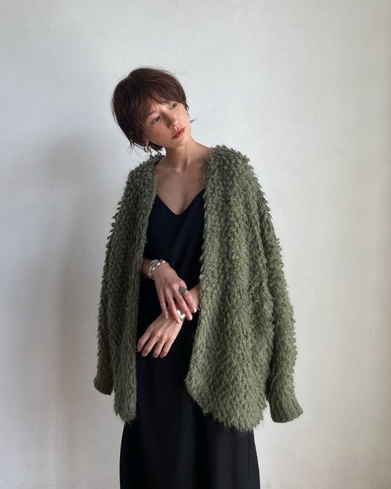 Cardigan Clane Mohair Loop Cardigan Knit Bulky Green | Grailed