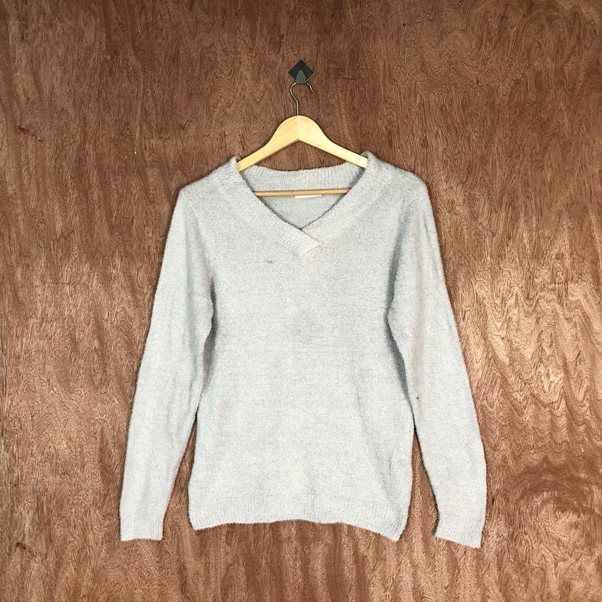 image of Khalita Shag Shaggy Fur Mohair Knitwear 6727 in Grey, Men's (Size Medium)