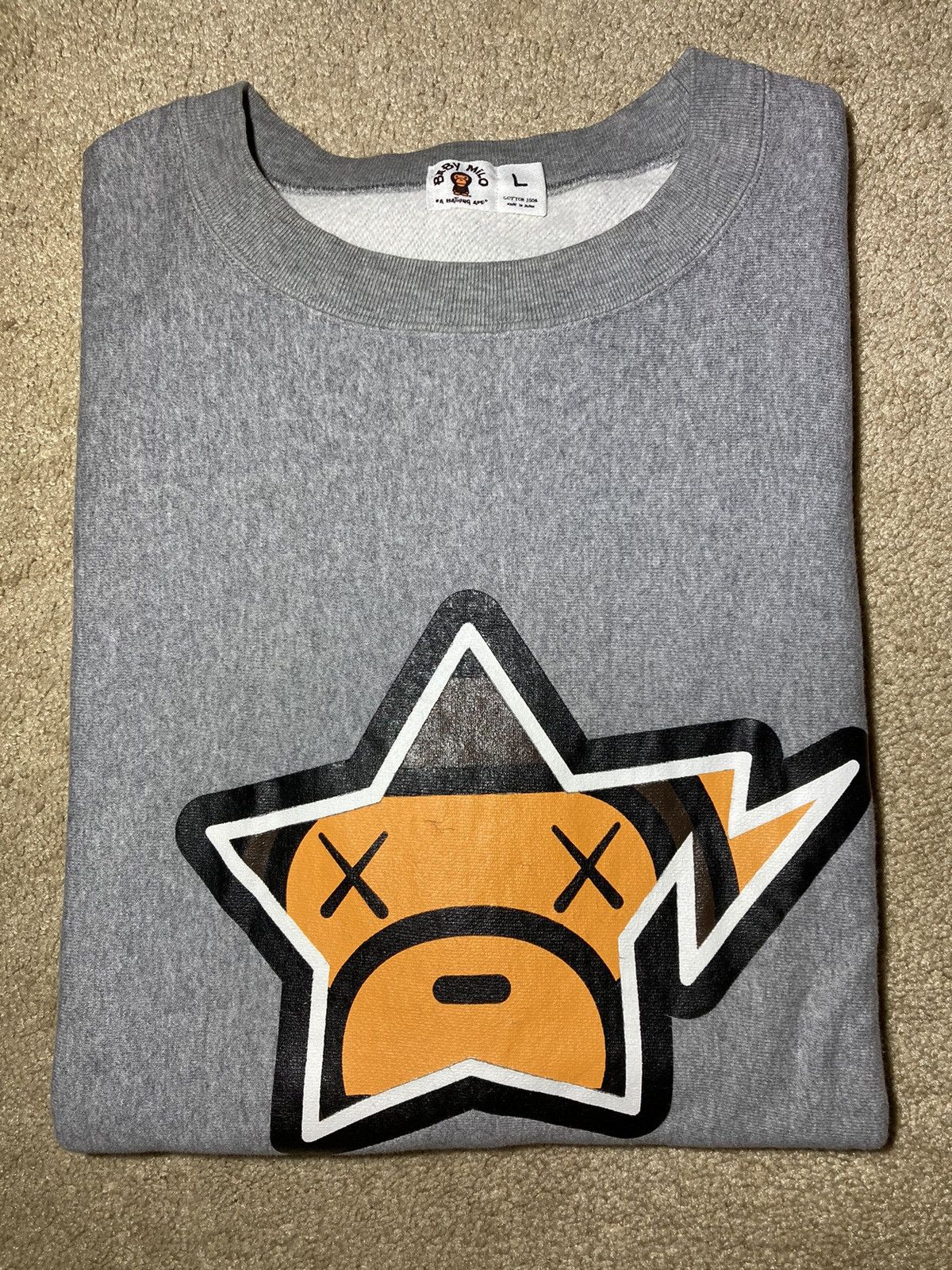 Bape 2006 Bape Kaws Baby Milo Sta Sweatshirt Large Gray OG Art 