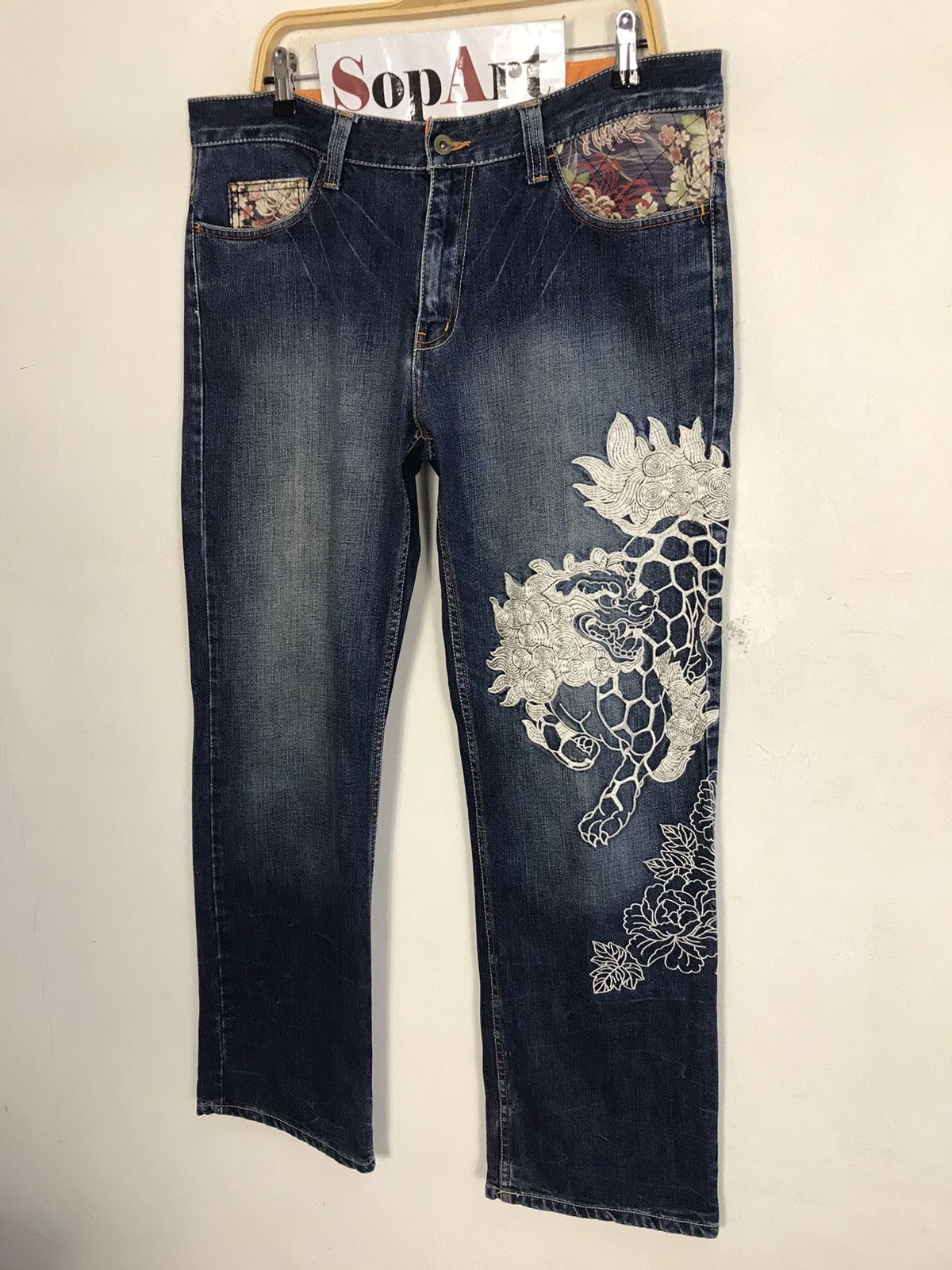 Japanese Brand × Vintage Vintage JapaneseBrand Embroidery Lion Denim Jeans Size US 38 / EU 54 - 4 Thumbnail