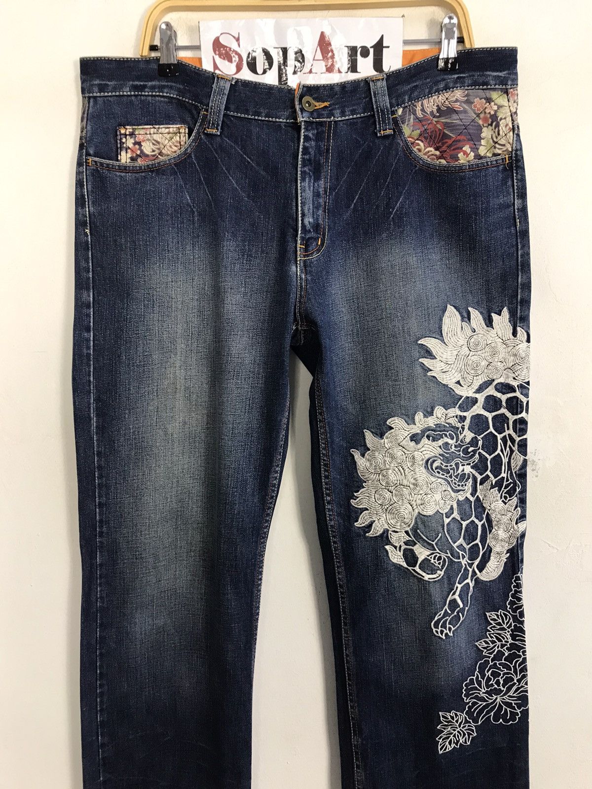Japanese Brand × Vintage Vintage JapaneseBrand Embroidery Lion Denim Jeans Size US 38 / EU 54 - 3 Thumbnail