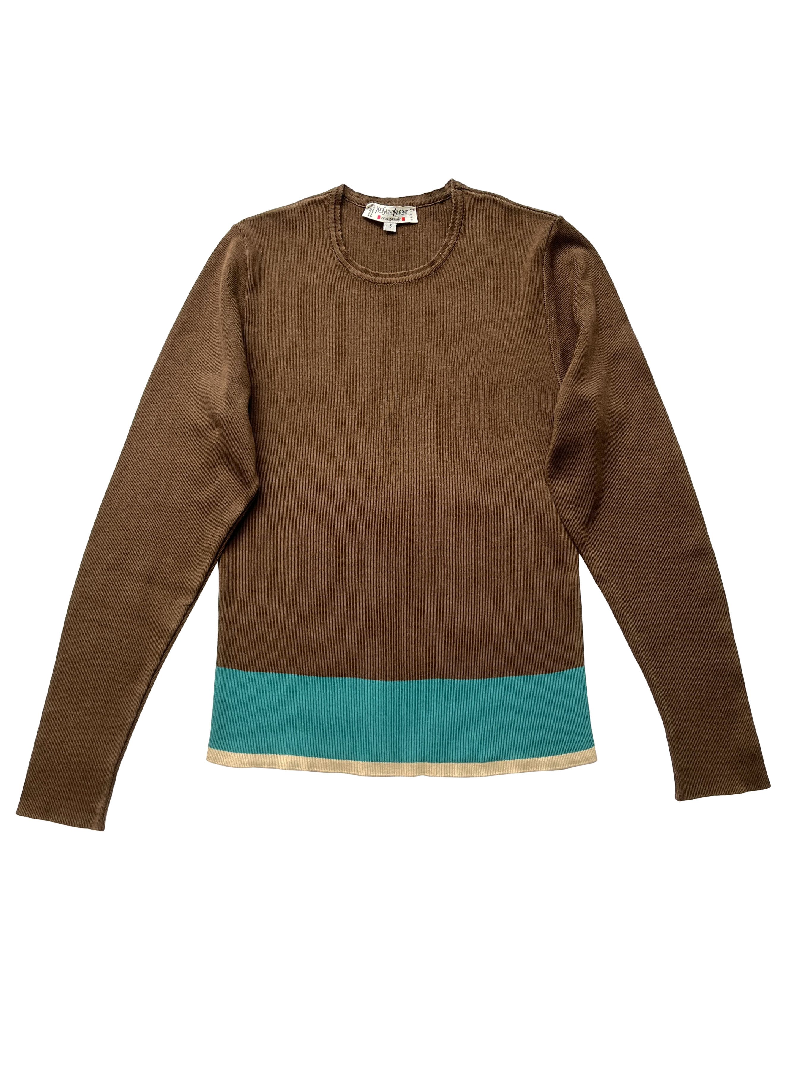 image of YSL Rive Gauche By Hedi Slimane x YSL Rive Gauche By Tom Ford 1990S' YSL Rive Gauche Brown Knit, Wo