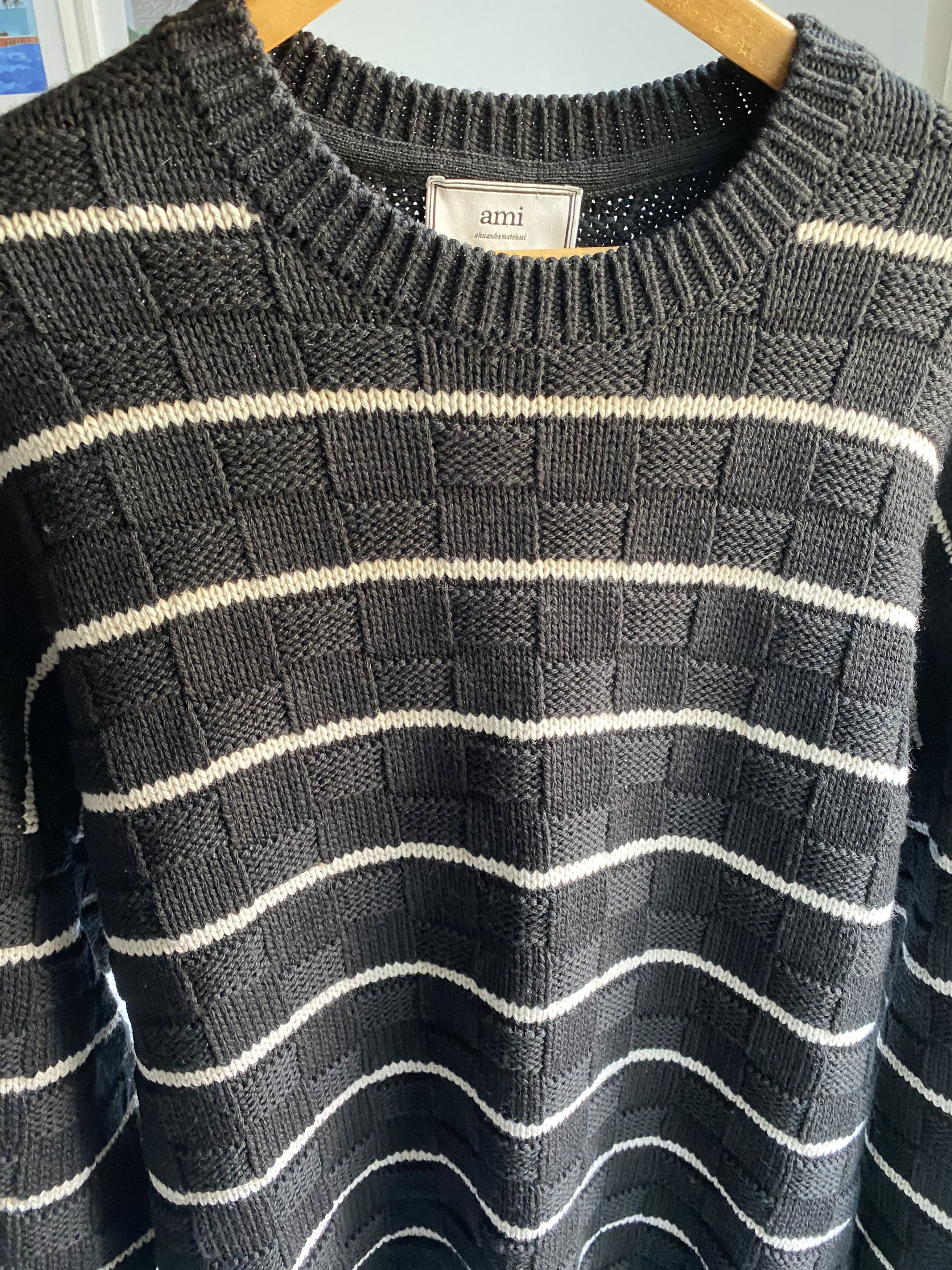AMI PARIS Striped Knit Sweater XL