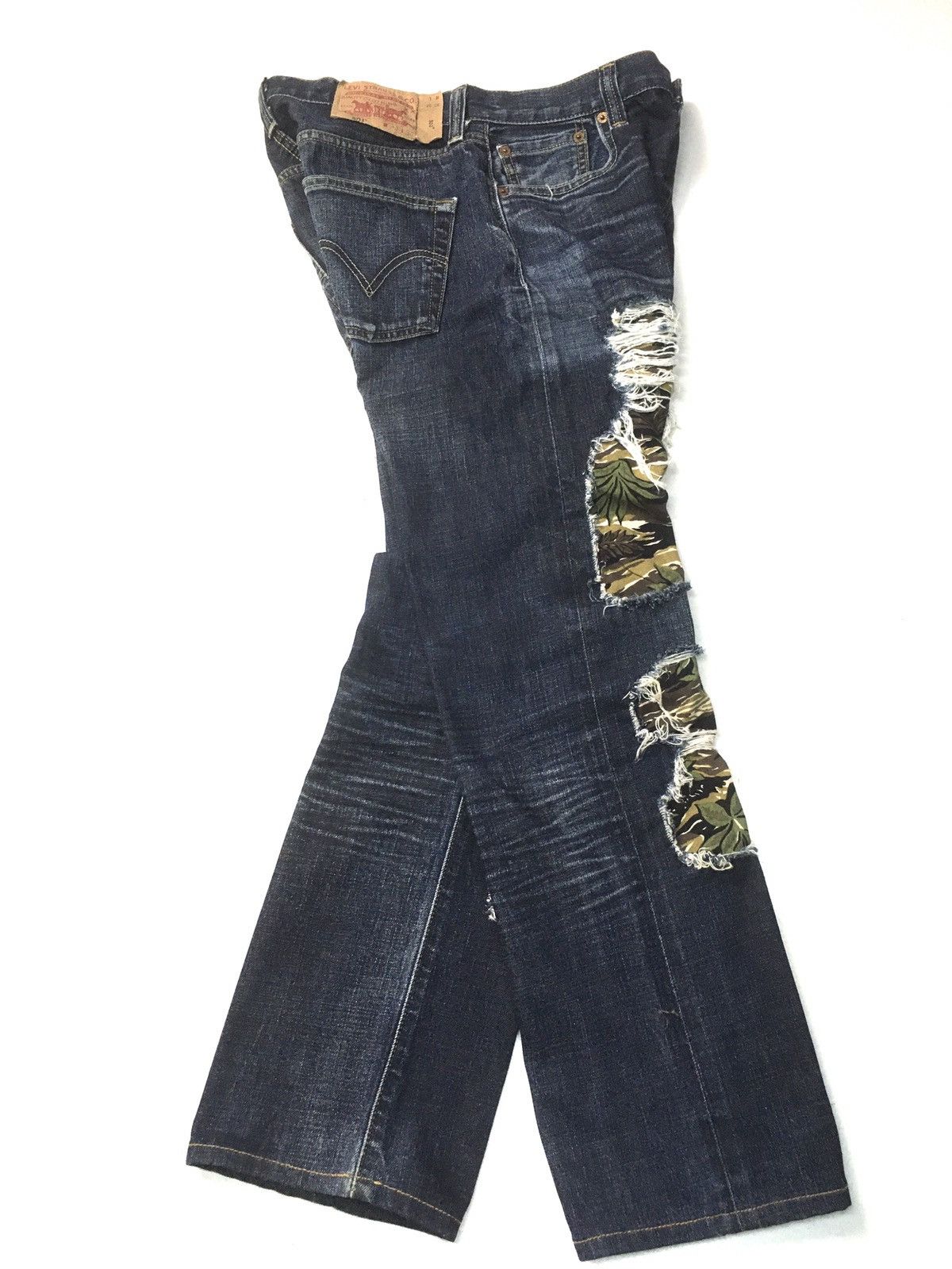 Levi's × Levi's Vintage Clothing × Vintage Vintage Levi’s 501 camo patch work distressed denim Size US 31 - 1 Thumbnail