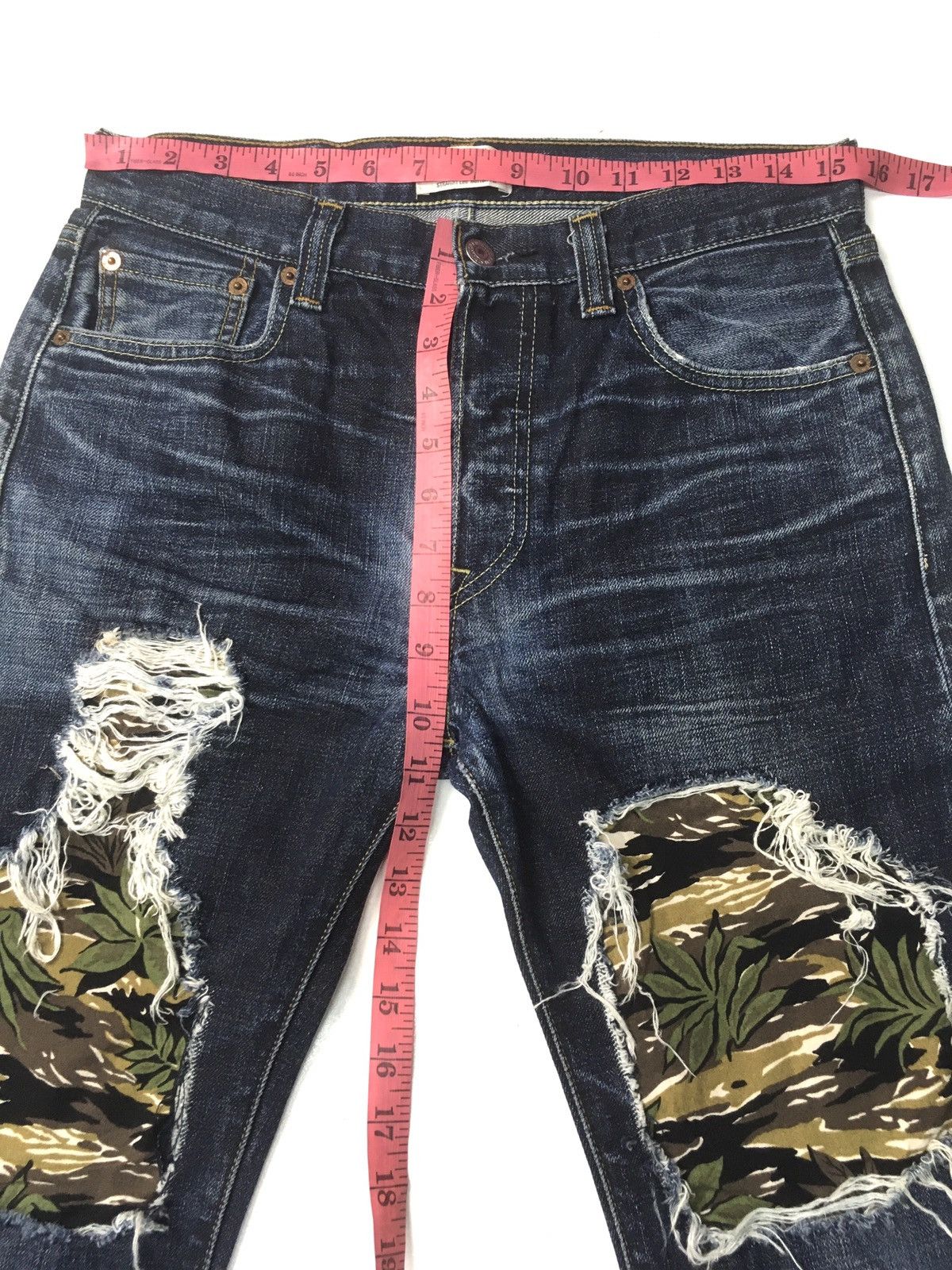Levi's × Levi's Vintage Clothing × Vintage Vintage Levi’s 501 camo patch work distressed denim Size US 31 - 9 Thumbnail