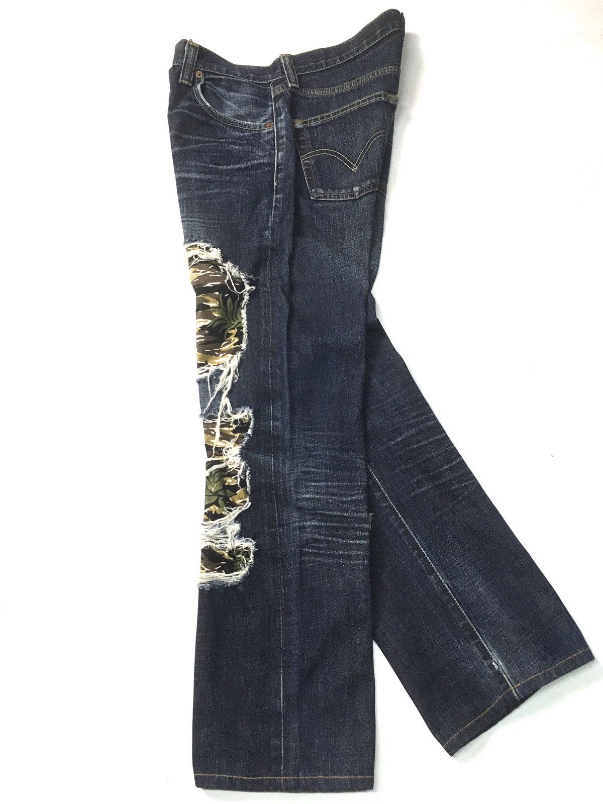 Levi's × Levi's Vintage Clothing × Vintage Vintage Levi’s 501 camo patch work distressed denim Size US 31 - 2 Thumbnail