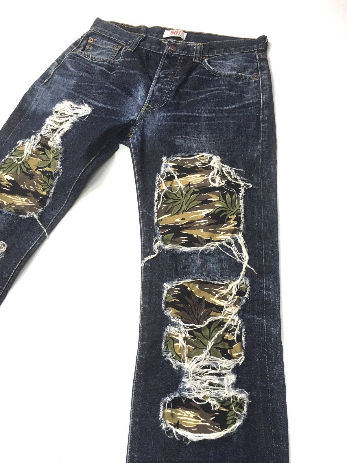 Levi's × Levi's Vintage Clothing × Vintage Vintage Levi’s 501 camo patch work distressed denim Size US 31 - 4 Thumbnail