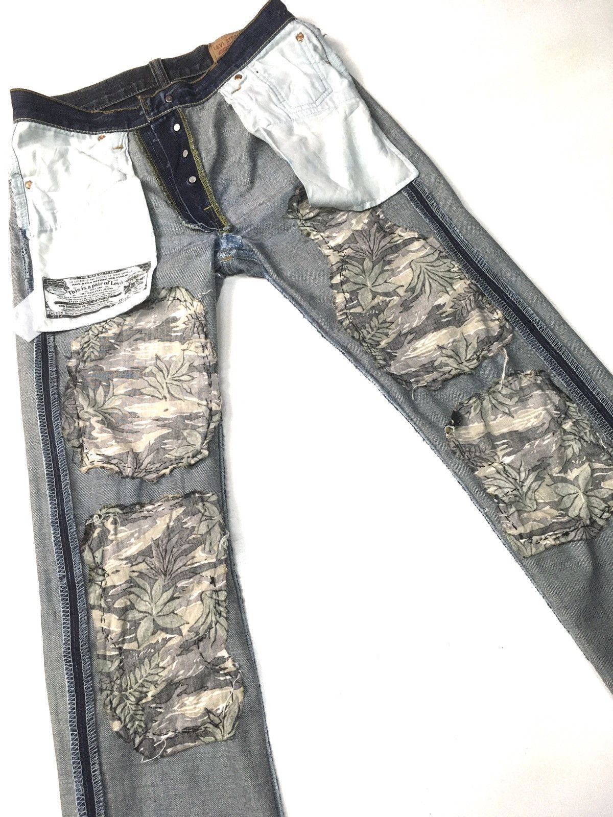 Levi's × Levi's Vintage Clothing × Vintage Vintage Levi’s 501 camo patch work distressed denim Size US 31 - 16 Thumbnail