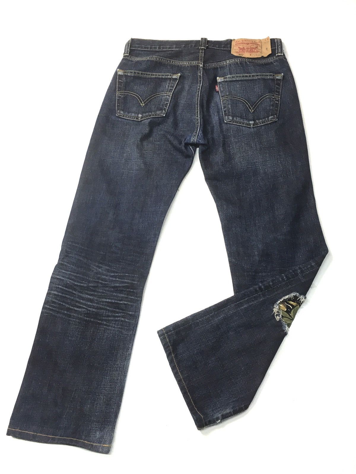 Levi's × Levi's Vintage Clothing × Vintage Vintage Levi’s 501 camo patch work distressed denim Size US 31 - 15 Thumbnail