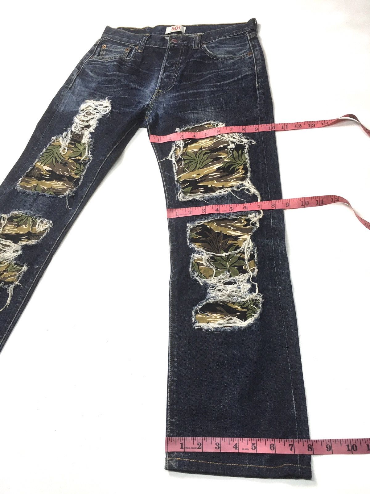 Levi's × Levi's Vintage Clothing × Vintage Vintage Levi’s 501 camo patch work distressed denim Size US 31 - 10 Thumbnail