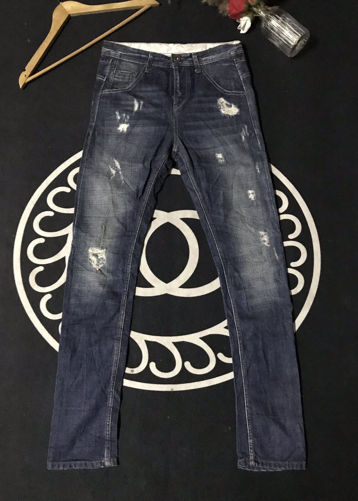 Benetton × United Colors Of Benetton BENETTON DISTRESSED BLUE INDIGO SLIM SKINNY FIT DENIM Size US 29 - 1 Thumbnail